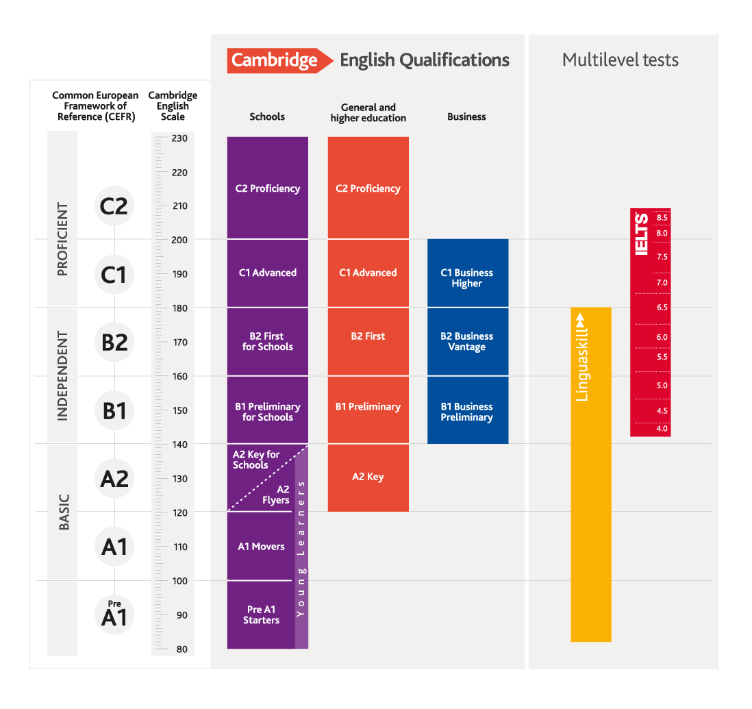 Die Stufen der Cambridge ESOL Prüfungen